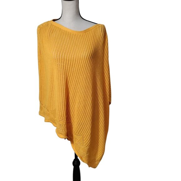 Talbot's Yellow Crochet Poncho 100% Cotton Size M/L - Picture 1 of 5